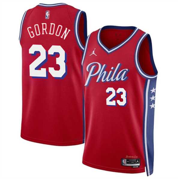 Mens Philadelphia 76ers #23 Eric Gordon Red Statement Edition Stitched Jersey Dzhi